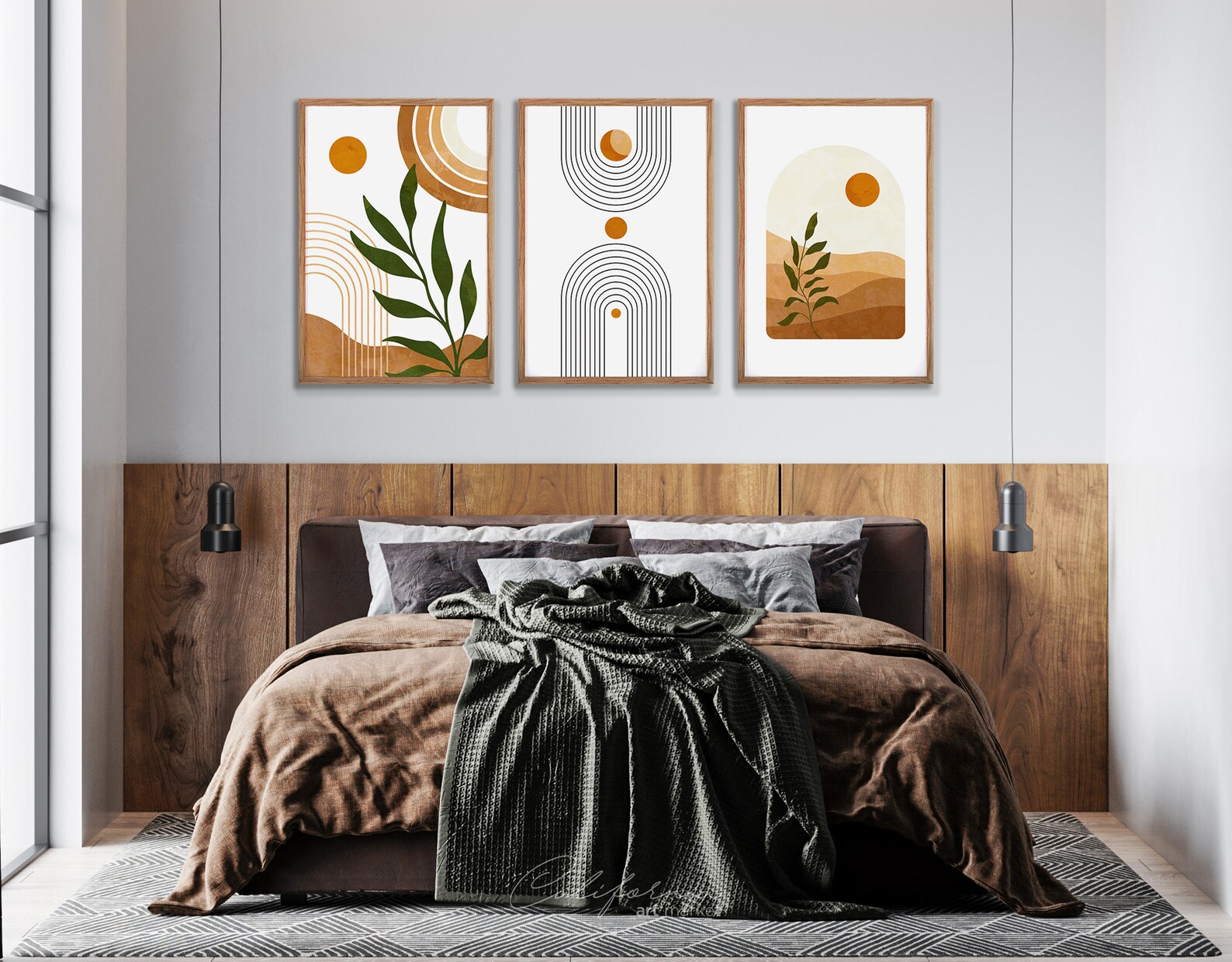 Boho Art Set Abstract Art Set of 3 Gallery Wall Bundle Set - Etsy