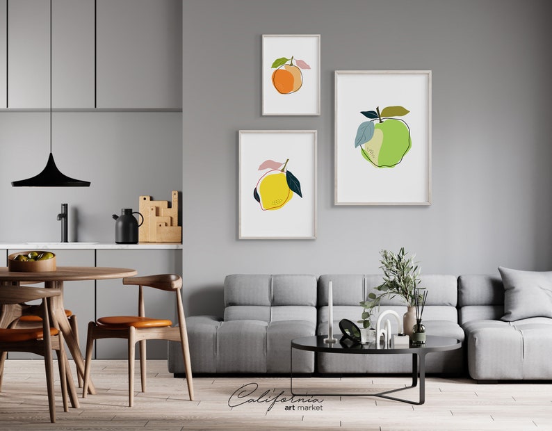Abstract Fruit Prints: Modern Kitchen Wall Art Set (digital Download ...