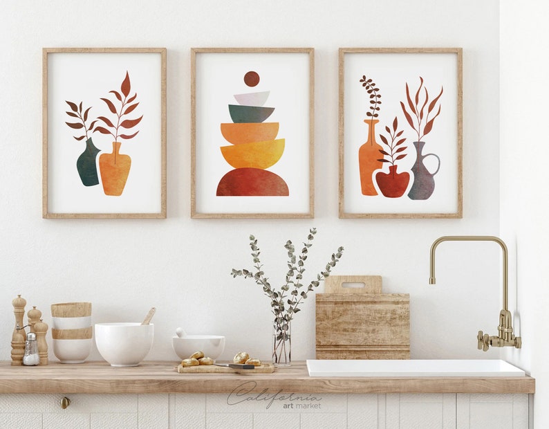 Kitchen Wall Art Set of 3 Dining Room Wall Decor Kitchen Etsy
