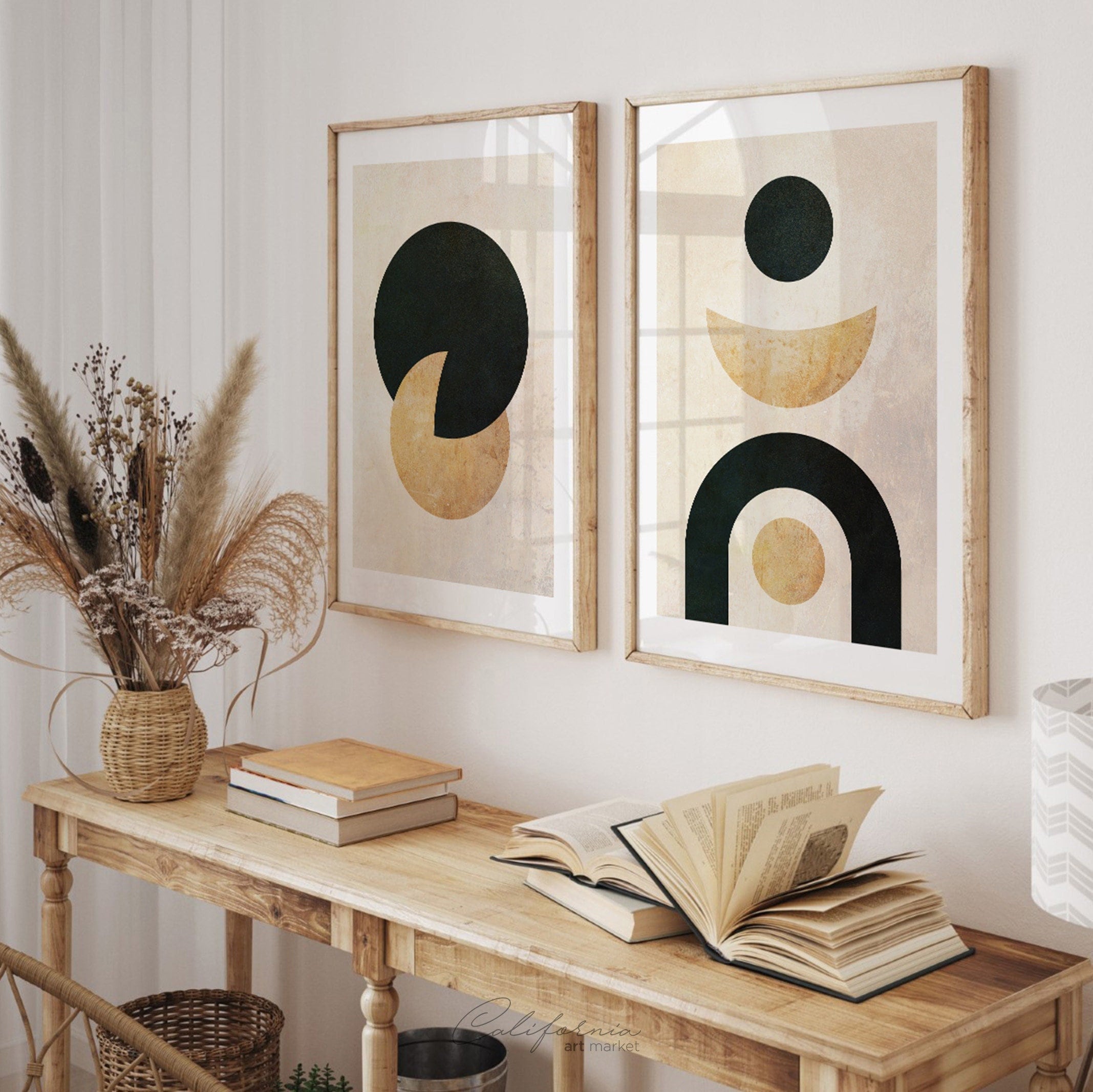 Mid Century Modern Art Print Set: Abstract Geometric Gallery Wall ...