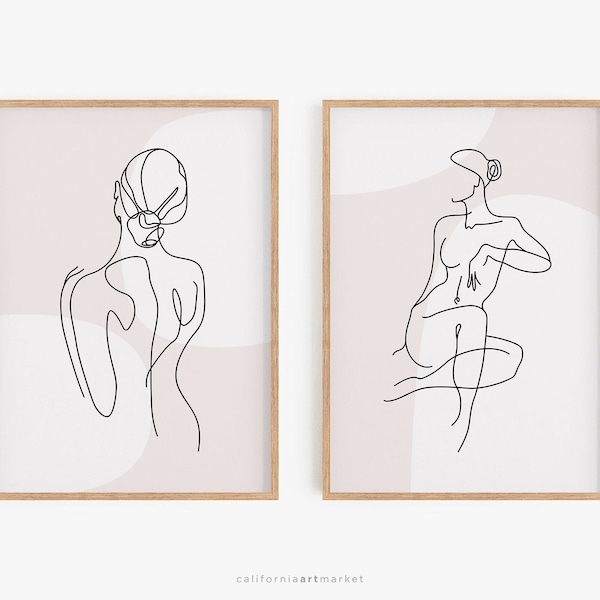 Weiblich Linie Art Print Set: Minimalistische Frau Poster (Digitaler Download)