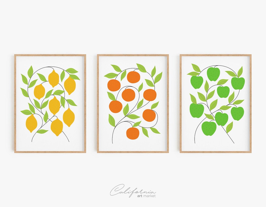 Kitchen Wall Art Set of 3, Kitchen Prints, Dining Room Wall Decor
