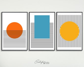 Set Of 3 Printable Wall Art | Mid Century Modern | Abstract Minimalist Modern Art Prints | Geometric Art | Downloadable Prints