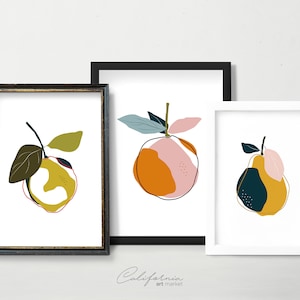 Kitchen Wall Art Set of 3 Dining Room Wall Decor Kitchen Decor Kitchen Prints Fruits Prints Set 3 Modern Print Set image 4