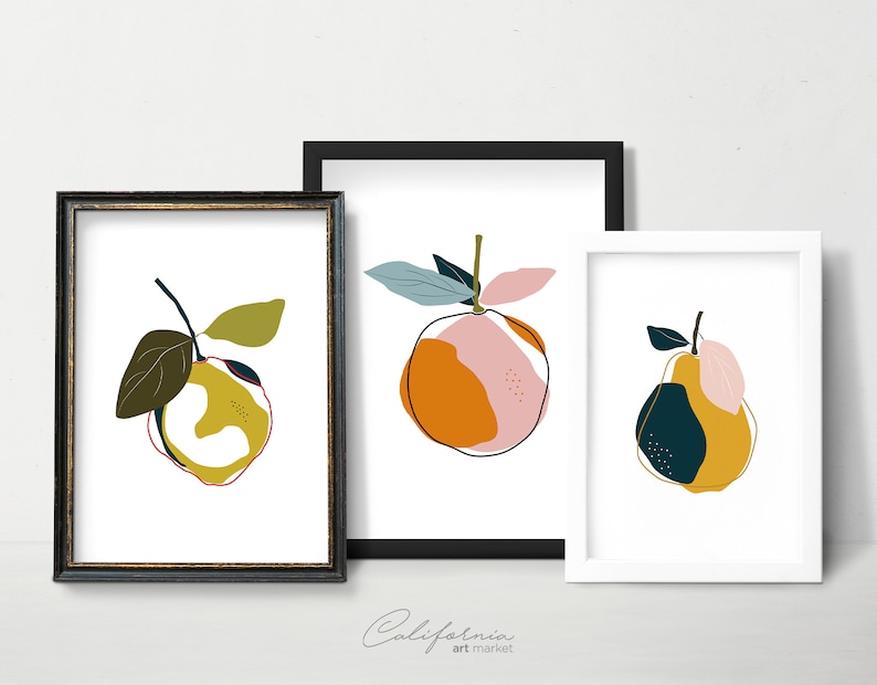 Kitchen Wall Art Set of 3 Dining Room Wall Decor Kitchen Decor Kitchen Prints Fruits Prints Set 3 Modern Print Set image 4