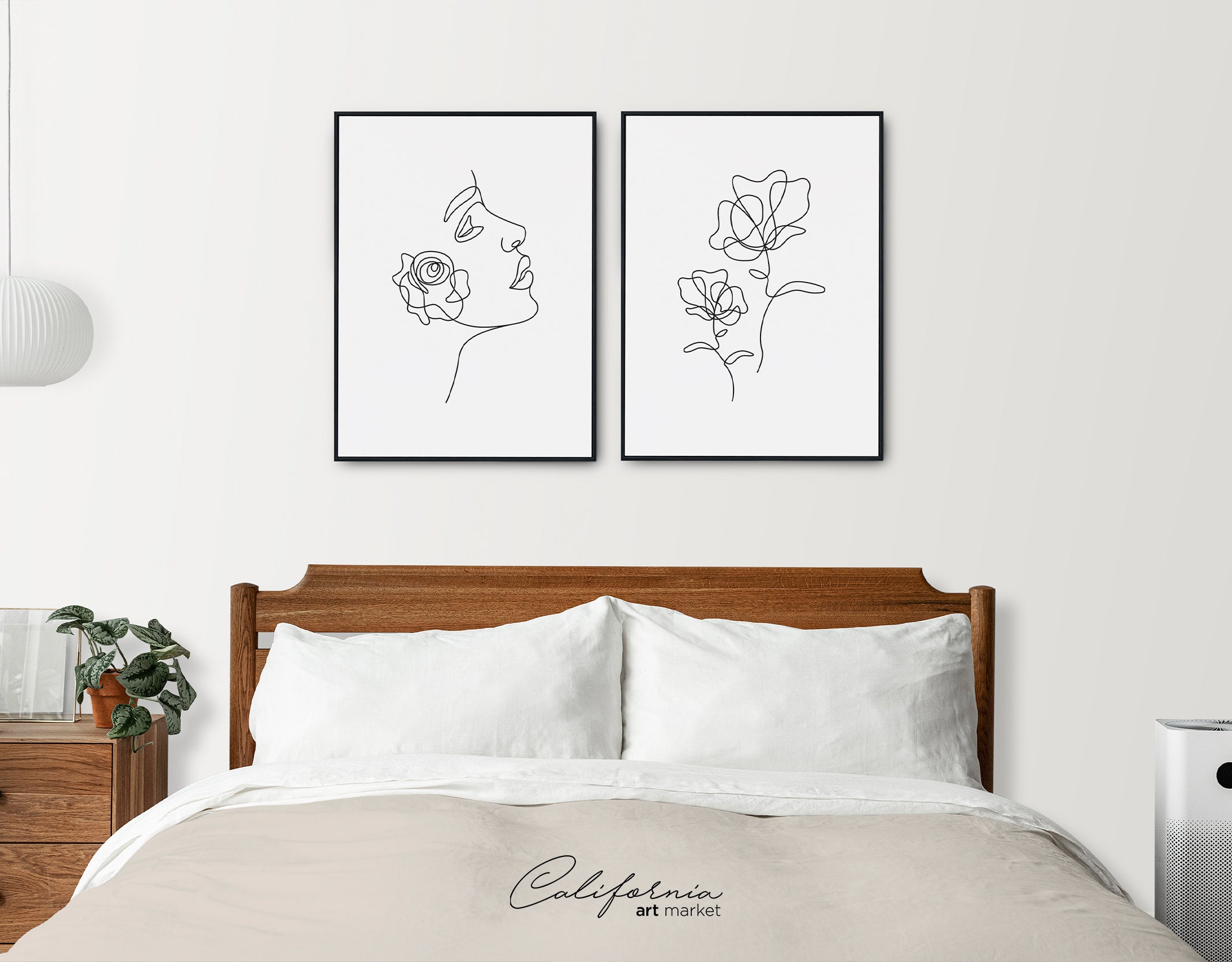Drawing Minimalist Print Set of 6 Wall Art | Single Line Art Print ...