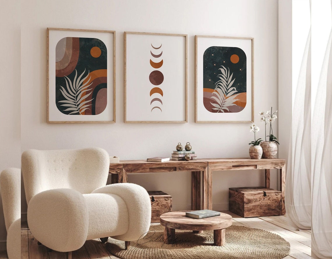 Boho Art Set Abstract Art Set of 3 Gallery Wall Bundle Set - Etsy