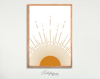 Boho Wall Decor | Abstract Sun | Minimalist Sun Wall Art | Contemporary Art Prints | Mid Century Modern Printable Art | Digital Download