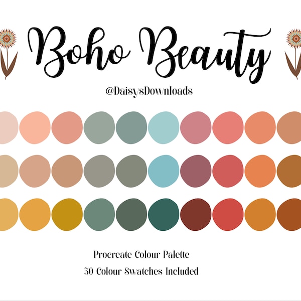 Boho Beauty Procreate Colour Palette / Procreate Color Palette/ IPad Procreate Swatches/ Instant Download