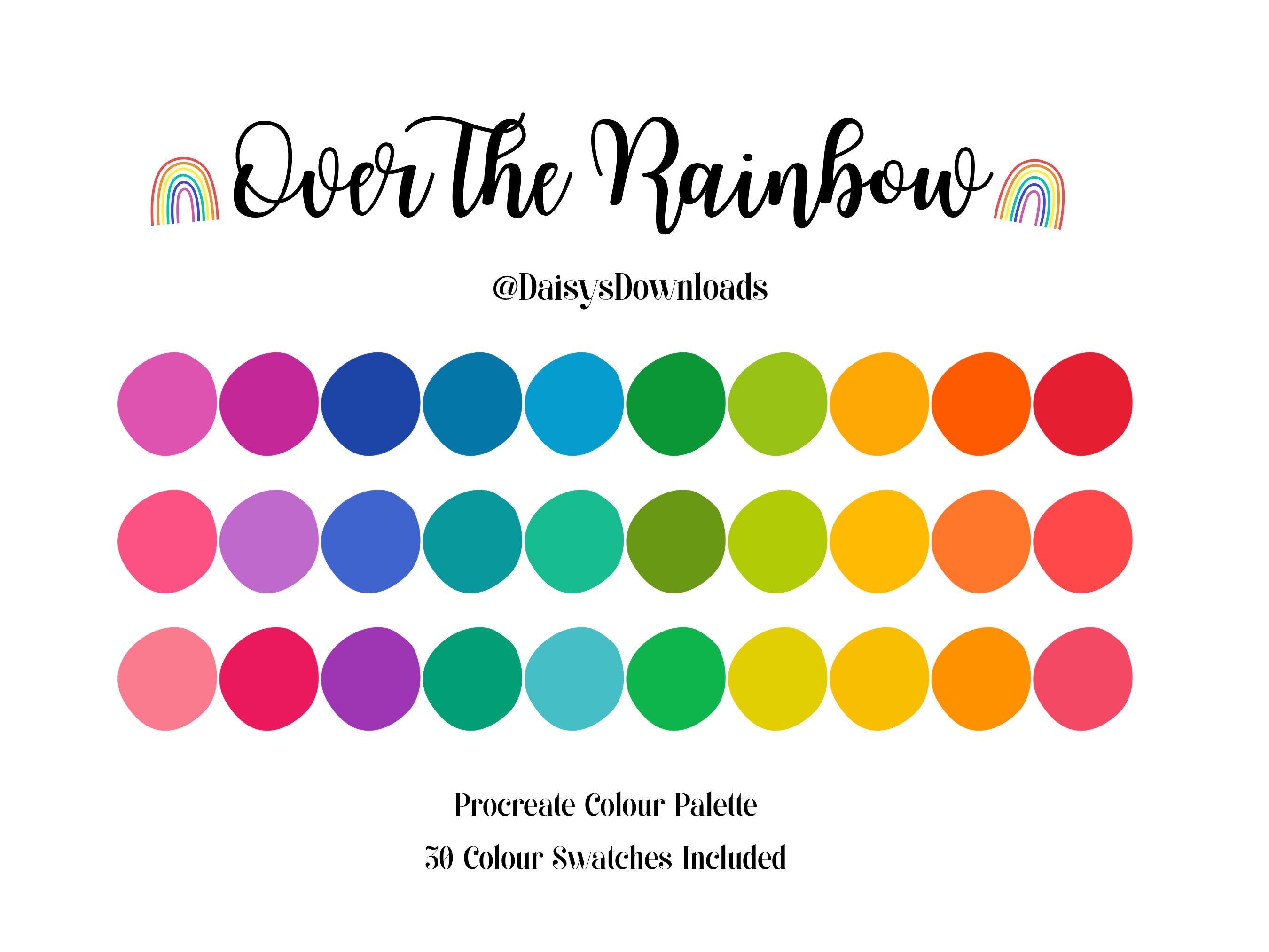 Paleta de colores Procreate Over the Rainbow – Muestras para iPad Procreate | Descarga instantánea