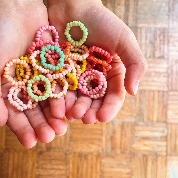 Beaded Rings || Stackable Seed Bead Rings || Solid Colored Rings