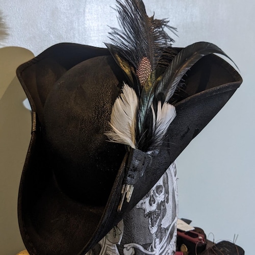 Black Gothic Pirate Tricorne Hat of Death. Brixham N' Rene