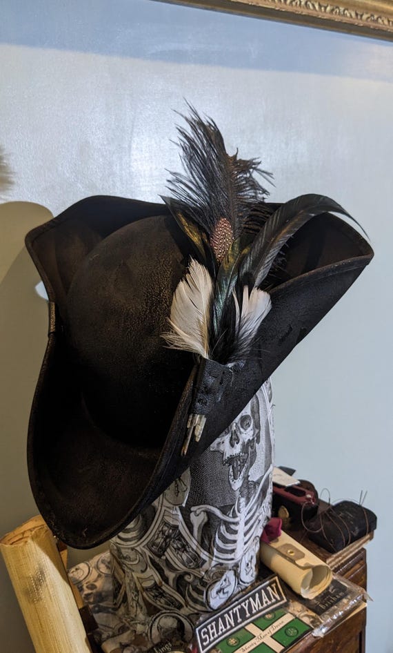 Black Gothic Pirate Tricorne Hat of Death. Brixham N' Rene Black Gothic Pirate Tricorne Hat of Death. Brixham N' Rene