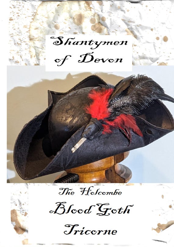Goth Pirate Tricorne Hat – Black Ostrich & Rooster Feather Sets