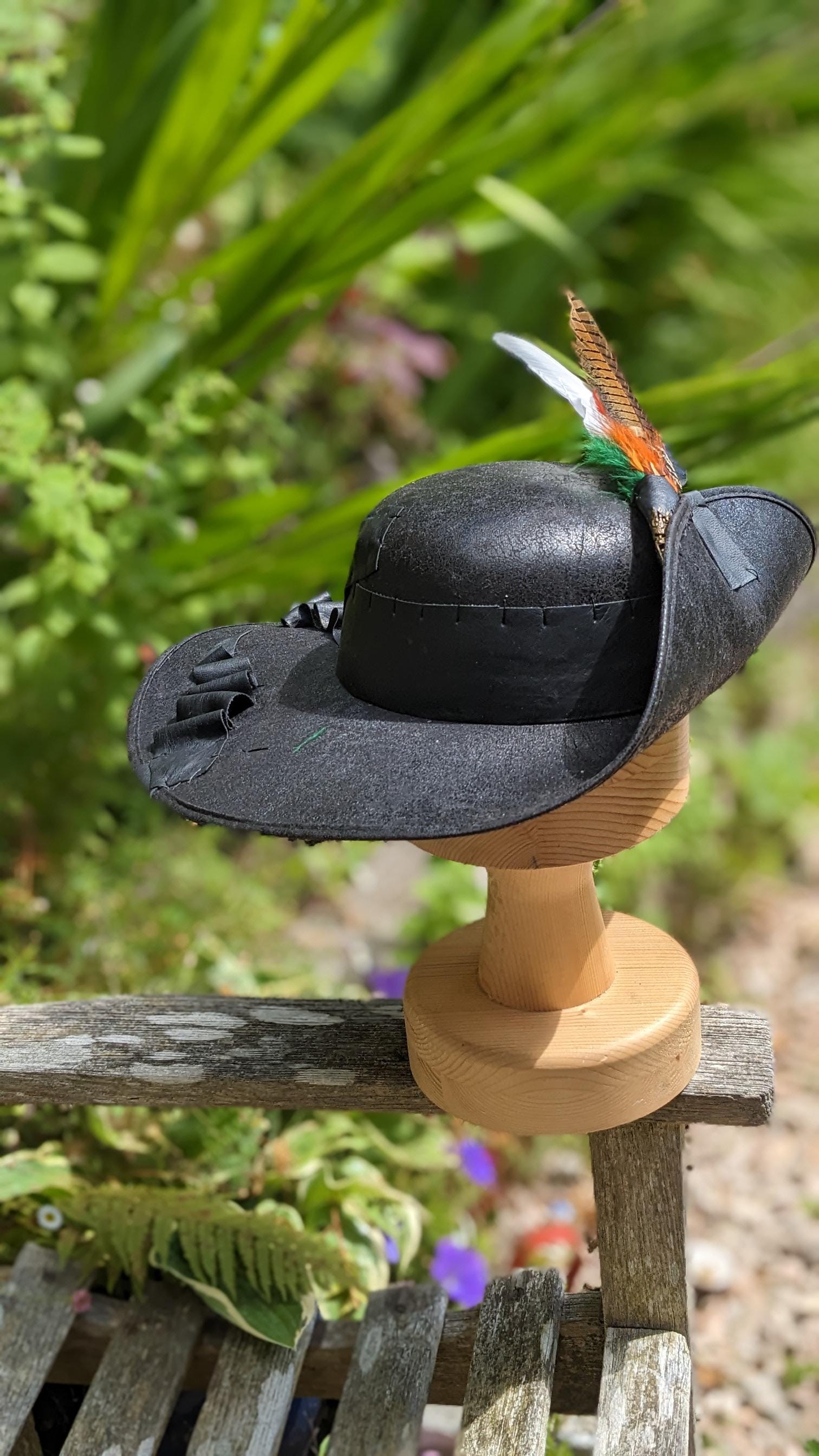 Vintage Mysha Made by Michael Navy Indigo Wide Brim Hat with Gold Jeweled Spear Mika Sun Hat – Mar Y Sol main image 2