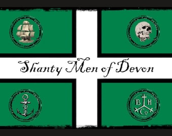 Brixham Pirate Festival fridge magnet - Shanty, Shantymen of Devon gift and souvenir. Devon flag