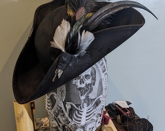Black Gothic Pirate Tricorne Hat of Death. Brixham N' Rene Black Gothic Pirate Tricorne Hat of Death. Brixham N' Rene