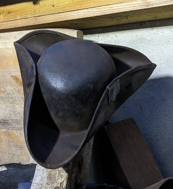 Dark Brown Authentic Pirate Tricorne Hat, Brixham, Renaissance 