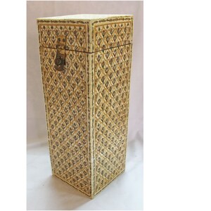 Wooden Bone Inlay Wine Box, Hand Painted Bottle Holder, Wooden Wine Case, Decorative Gift Box, Rustic Wine Storage, Indian Art Wine Box