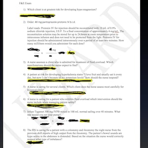 F&E Nursing exam with answers