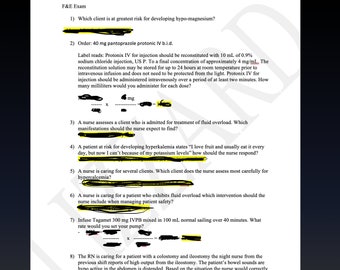 F&E Nursing exam with answers