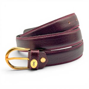 Vintage 80s YSL Yves Saint Laurent Maroon Braided Unisex Statement Belt 39in Yves Saint Laurent | Accessories | Vintage Yves St Laurent  main image 3