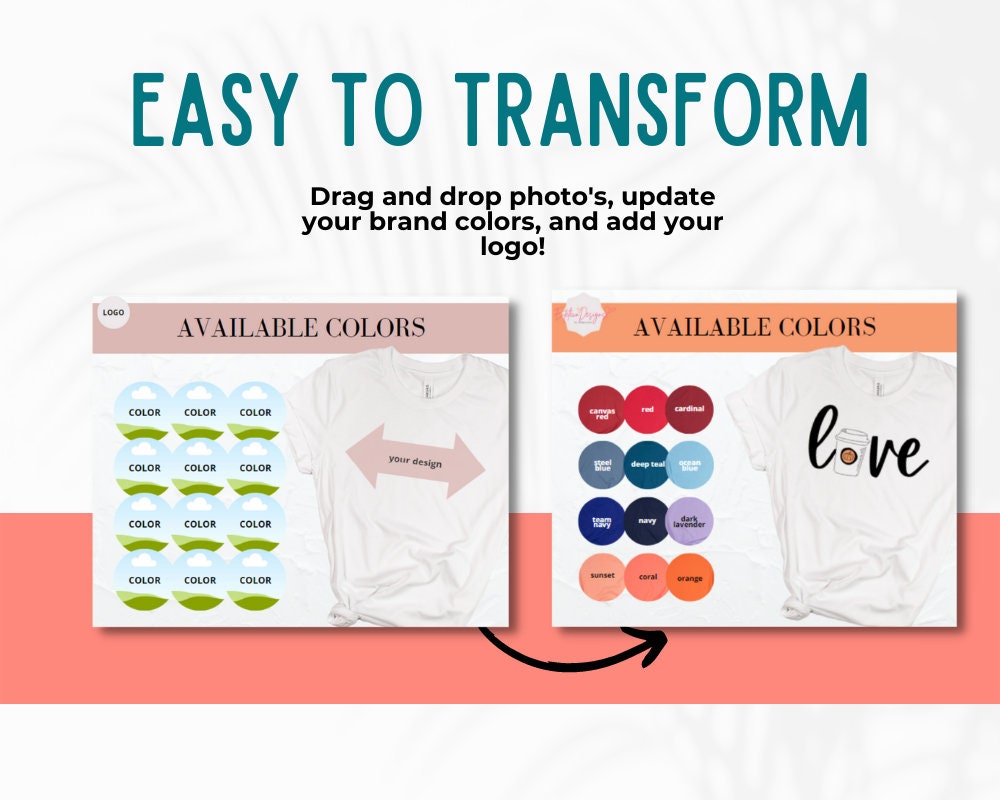COMFORT COLORS T-shirt Color and Size Charts Comfort Colors - Etsy