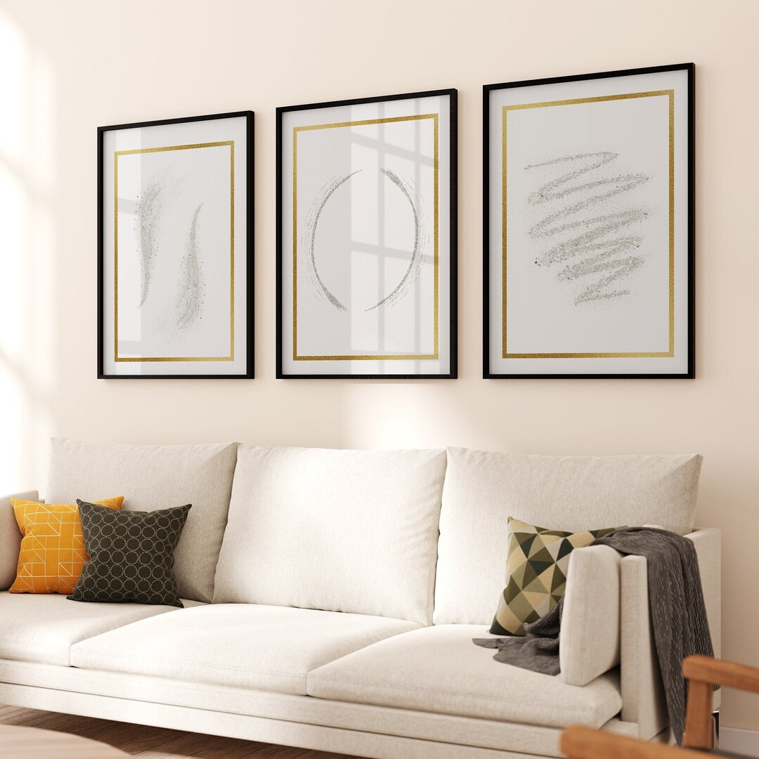 Sleek Set of 3 Digital Wall Prints Modern Minimalist Room Decor Ideal