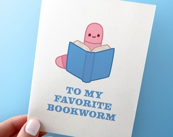 Favorite Bookworm Birthday Card - Cute Reading Birthday Card - For Readers - A2 Greeting Card