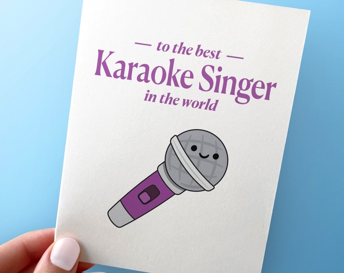 Card For Karaoke Singer - Singing Microphone - Karaoke Birthday Card - A2 Greeting Card