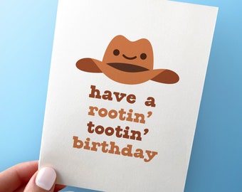 Rootin Tootin Birthday Card - Funny Yeehaw Cowboy Birthday Card - A2 Greeting Card