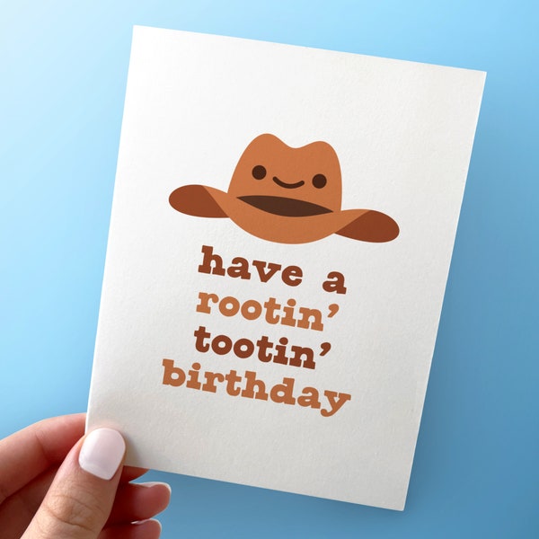 Rootin Tootin Birthday Card - Funny Yeehaw Cowboy Birthday Card - A2 Greeting Card