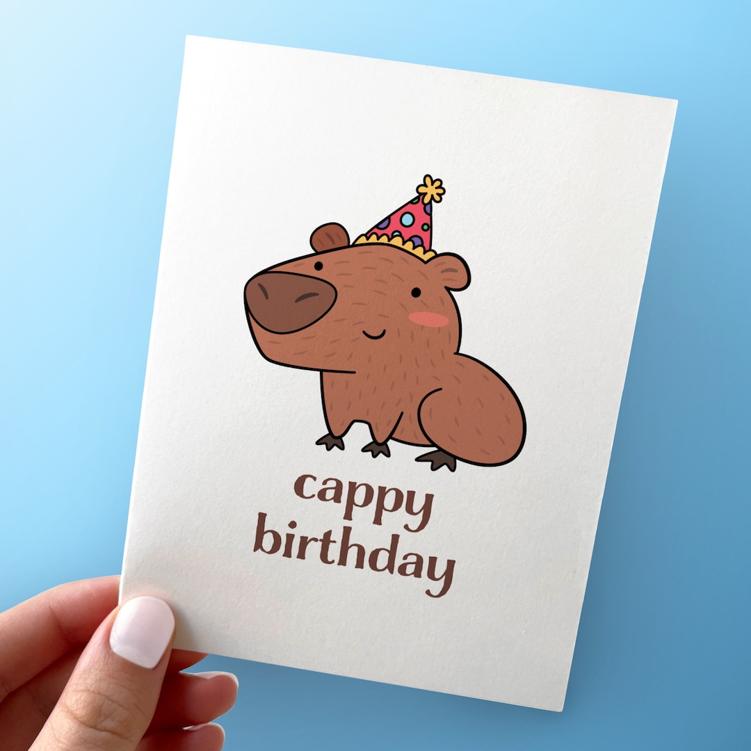 Cappy Birthday Cute Capybara Birthday Card A2 Greeting Card - Etsy