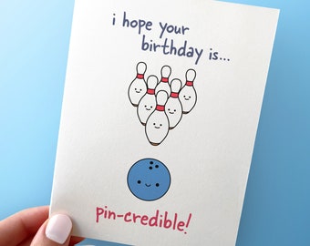 Pin-Credible Birthday - Bowling Pin Birthday Card For Bowler - A2 Greeting Card