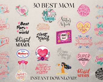 Descarga digital para la mejor mamá / Paquete de archivos SVG para mamá con letras a mano / SVG/PNG para el Día de la Madre