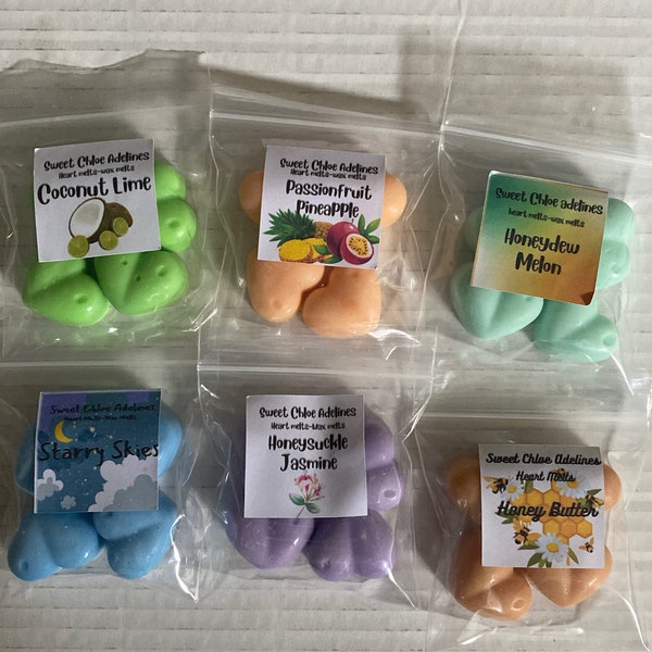 Wax melts, sample wax melts, wax melt sample, variety of scents, home fragrance