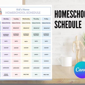 Homeschool Class Schedule Template Weekly Daily Chart - Etsy