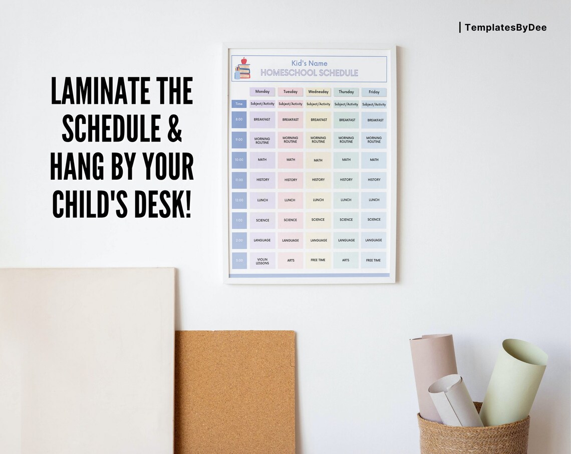 Homeschool Class Schedule Template Weekly, Daily, Chart, Routine ...