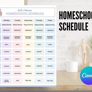 Homeschool Class Schedule Template | Weekly, Daily, Chart, Routine, Planner | Preschool, Kindergarten, Elementary, Teen