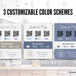 Small Business Payment Sign Template Scan to Pay, QR Code, Venmo Pay
