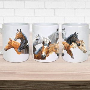 Personalize Horse Mug | Equestrian gift | Horse lover 12/15 oz coffee/tea mug | palomino, bay, chestnut, grey