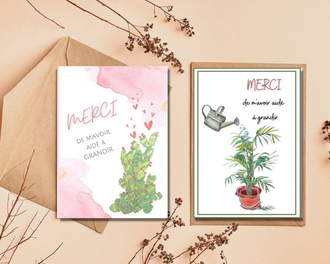 Printable French Teacher Appreciation Cards, Carte Merci, Printable