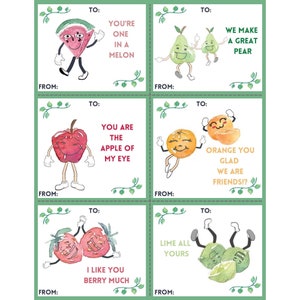 Printable Fruit Valentines, Kids Valentines, Carte Saint Valentin, St Valentin, Food Pun Valentines, Watercolor Valentines
