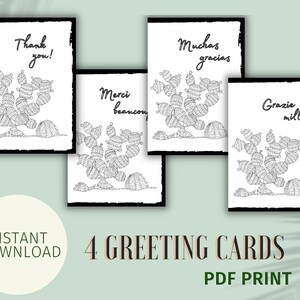 サンキューカードの塗り絵、Carte Merci、自分だけの挨拶の塗り絵、不安を解消する塗り絵
