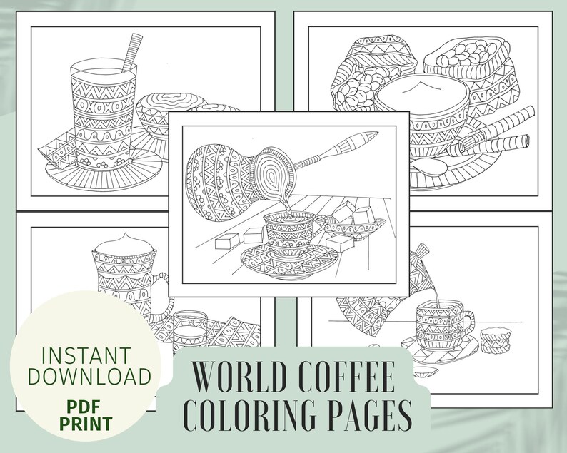 ARTSY COLORING PAGES Printable Coffee Art Complex Mandala - Etsy