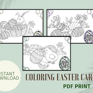 Druckbare Osterkarten, Pysanky Ausmalkarten, Osterhase, Osterei Karten, für Mutter vom Tochterkind