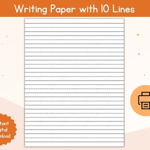 Handwriting Practice Paper / Practice Writing Paper / Printable Lined Paper / Writing Paper /  Handwriting Paper / Writing Practice Paper