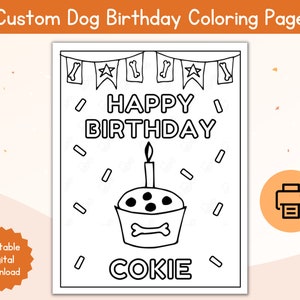 Personalized Dog Happy Birthday Coloring Page / Custom Dog Happy ...
