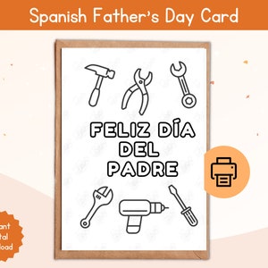 Father's Day Card in Spanish/ Feliz Dia del Padre Tarjeta / Printable Father's Day Coloring Greeting Card / Gift for Dad from Kids