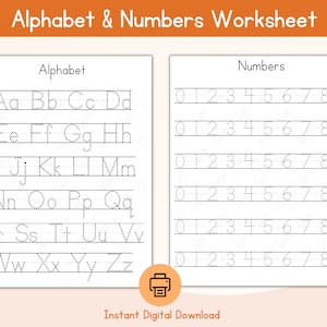 Alphabet & Number Tracing Sheet / ABC Tracing /  Handwriting Practice / Number Tracing / Tracing Printable